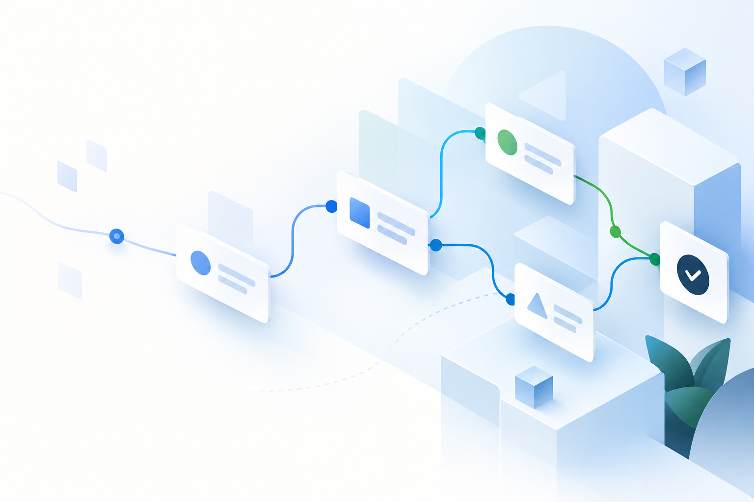 Abstract illustration of connected workflows becoming clear and actionable